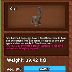1 item; Huge Nightmare Brontosaurus 39Kg Age 100 | 10%+ Passive
