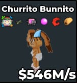 1 item; Churrito Bunnito 546M/s 7 Buffs