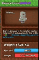 1 item; Rainbow Titan Golem | 67.26 kg + 100 age