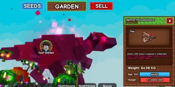 1 item; Nightmare Huge Pachycephalosaurus | 84.98 kg + 100 age
