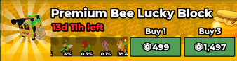 1 item; Premium Bee Lucky Block *1