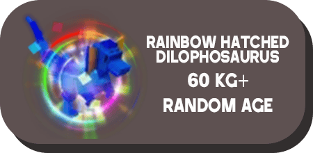 1 item; Rainbow Hatched Dilophosaurus 60 Kg + Random Age