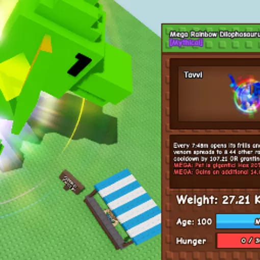 1 item; Mega Rainbow Dilophosaurus
