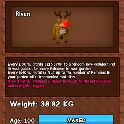 1 item; Nightmare Red Nosed Reindeer | 38.82 Kg + 100 Age