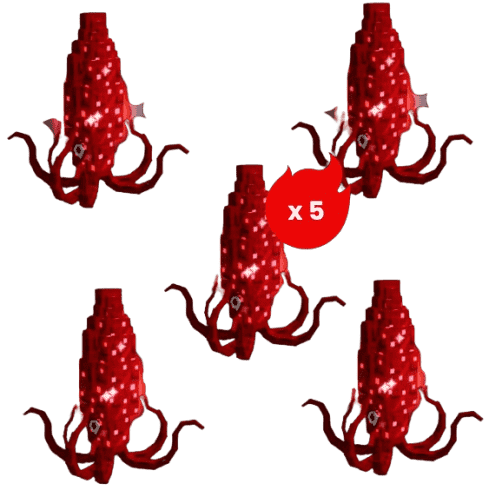 5 items; 5x Ruby Squid Bundles