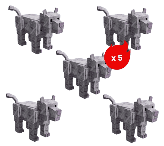 5 items; 5x Diamond Panther Bundles