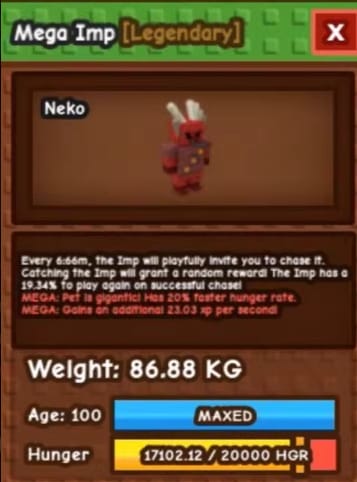 1 item; Mega Imp | 86.88 kg + 100 age