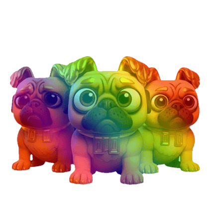 1 item; Rainbow Los Puggies; 450M/S