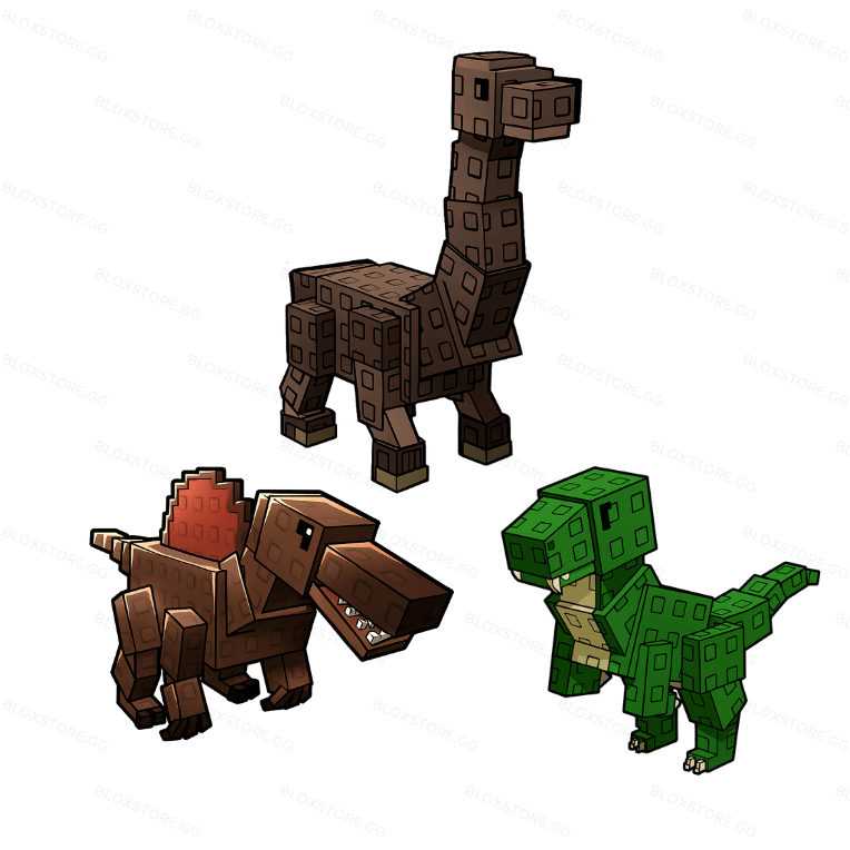 1 item; This bundle includes T-Rex, Spinosaurus, and Brontosaurus.