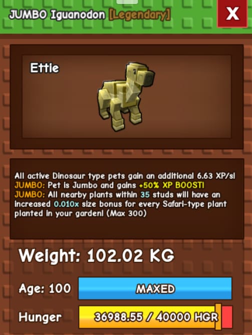 1 item; Mega Iguanodon | 100 kg + 100 kg
