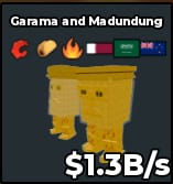 1 item; Garama and Madundung 1.3B/s Gold