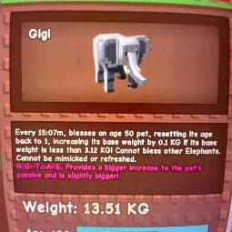 1 item; HUGE NIGHTMARE ELEPHANT / AGE 100 / 13.51KG / DECENT SIZE
