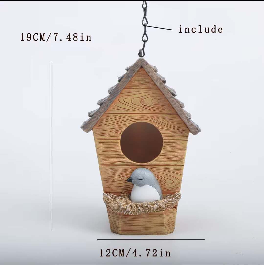 Triangle Hanging Birdhouse Resting Bird Solid Wood Decor