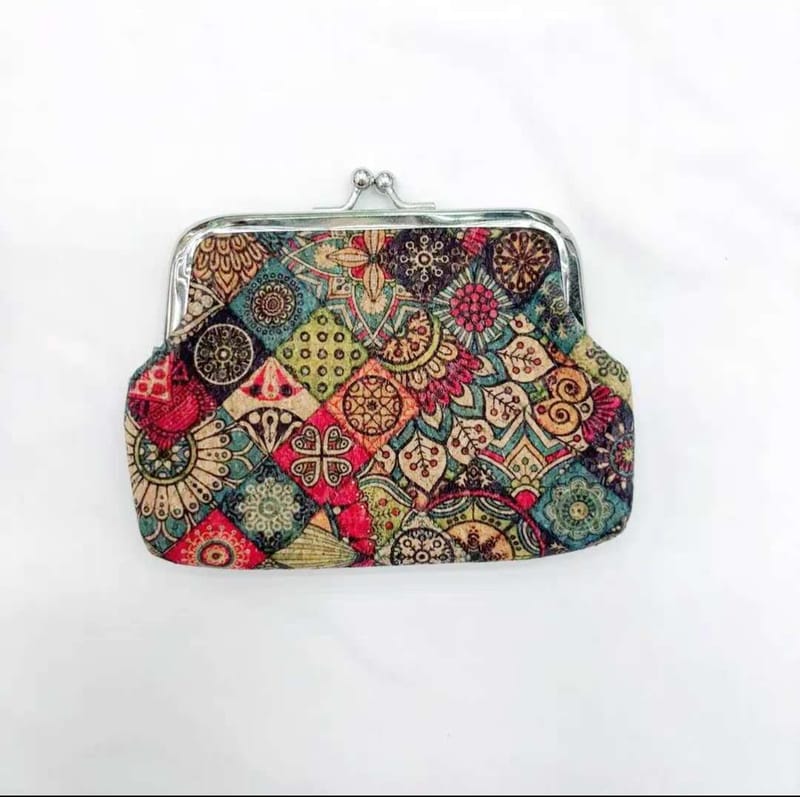 Eco-Friendly Cork Coin Purse - Vintage Mandala Kisslock Wallet for Women