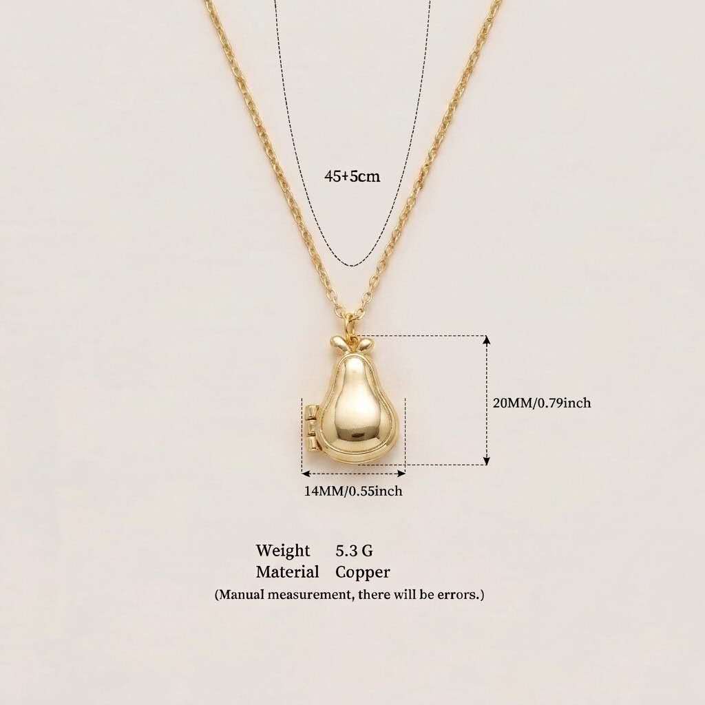 Minimalist gold pear shaped locket necklace copper jewelry for women