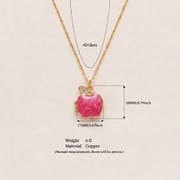 Pink marble apple locket charm necklace with crystal leaf detail