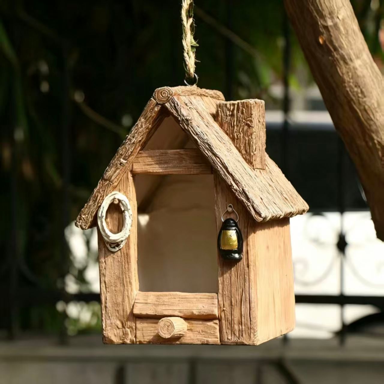 Nautical Cabin Hanging Birdhouse Lantern Solid Wood Decor