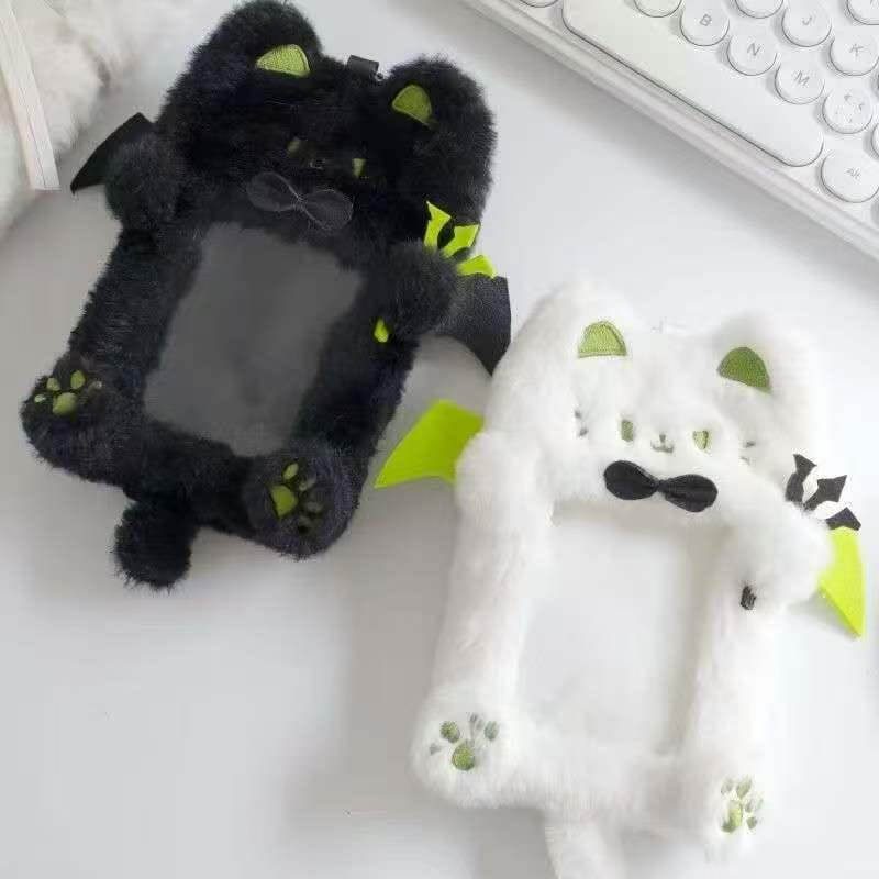 Y2K Devil Cat Plush Photocard Holder - Cotton