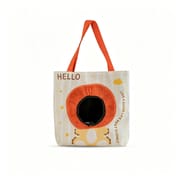 Yellow Lion Head-Out Design Pet Carrier Bag, Breathable Canvas Tote for Kittens and Puppies, 35x33cm