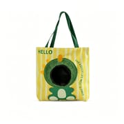 Green Dinosaur Peekaboo Pet Tote Bag, Portable Canvas Carrier for Small Dogs and Cats, 33x35cm