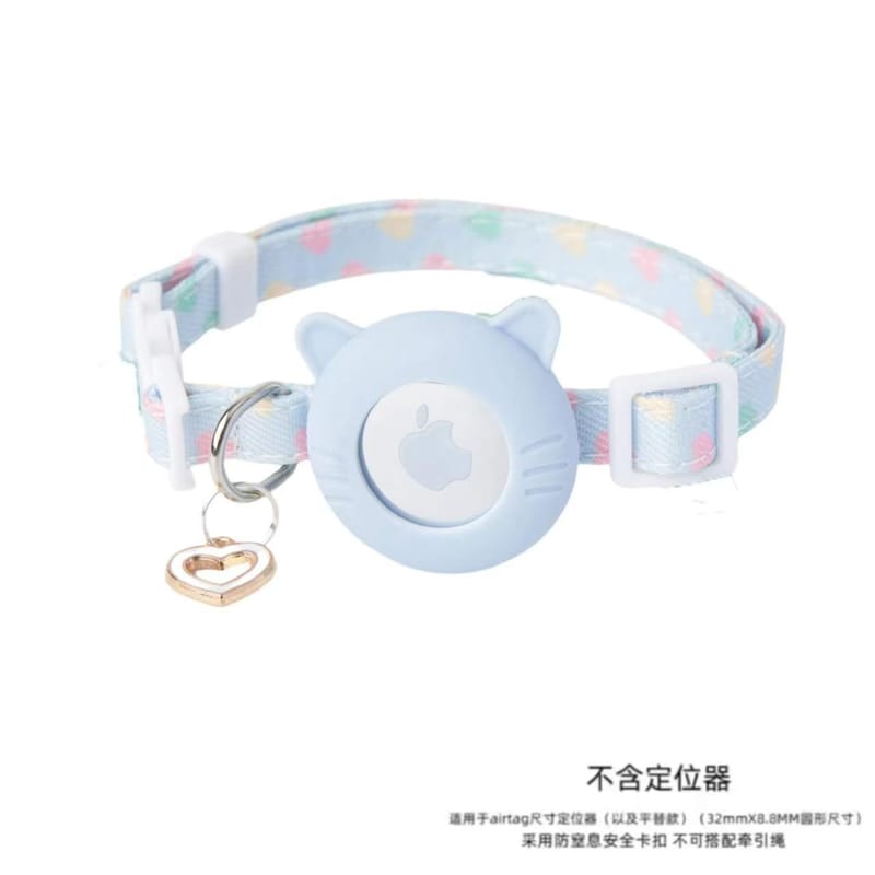 Pink pastel hearts cat collar with silicone AirTag holder, adjustable for kittens.
