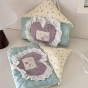 Aesthetic hanging tissue box cover collection, quilted fabric lace heart tissue holders for dorm and bedroom.