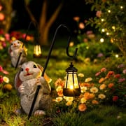 Solar rabbit garden lantern with warm white LED light