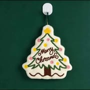 Christmas tree shaped 100% cotton hanging towel with colorful festive details