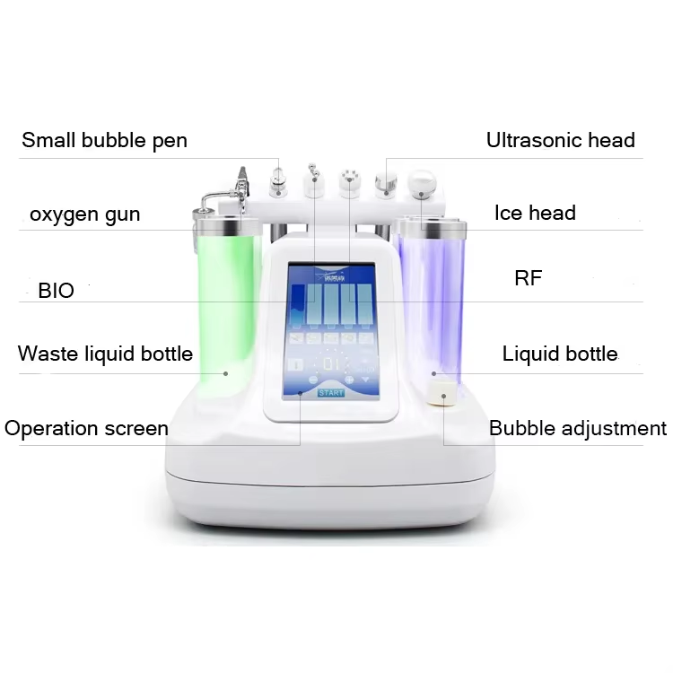 6 in1 micro bubble diffuser RF ultrasound skin care h2o2 small bubble machine