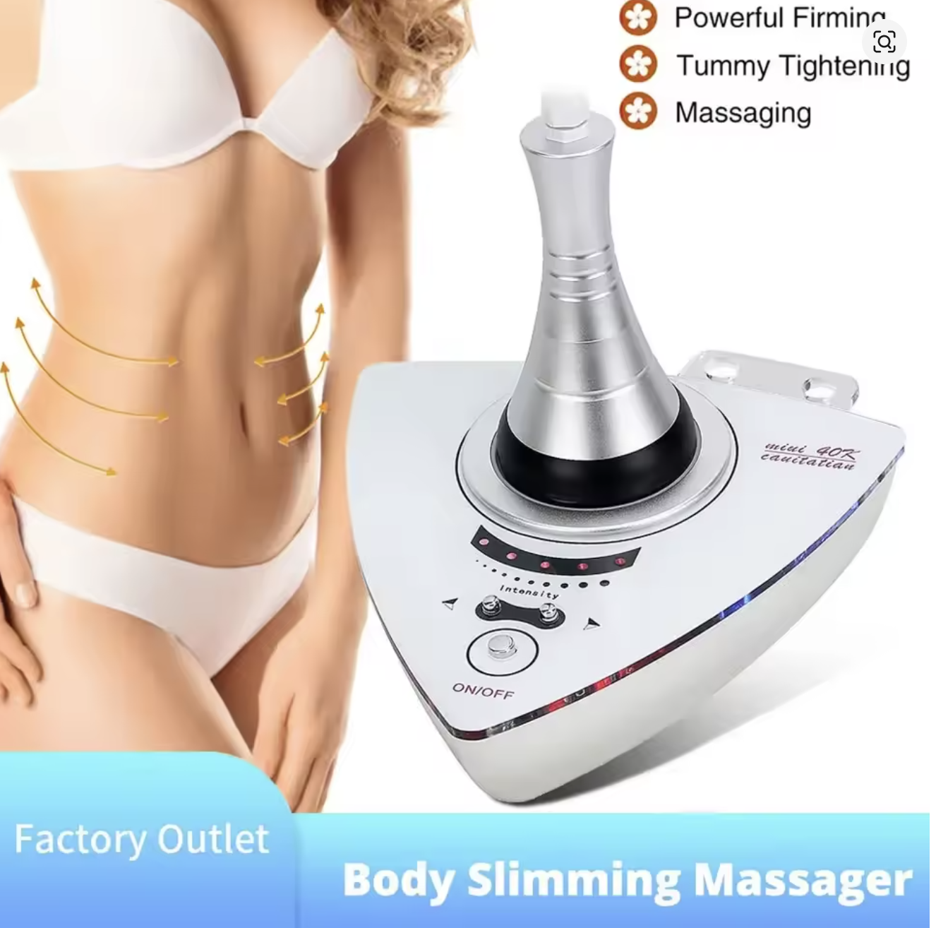 Ultrasonic 40KHz Cavitation Machine Body Massager Slimming Fat Burning Beauty Device Loss Burner Skin Tightening Weight Loss