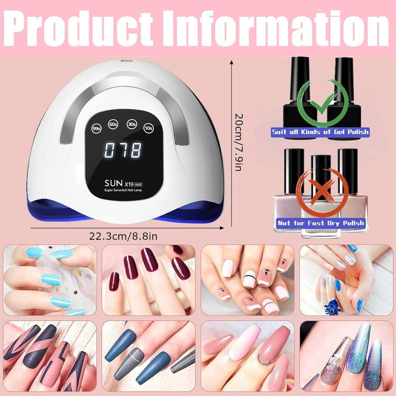 72 LED UV Nail Art Lamp Professional High Power Nail Dryer with Sensor Fast Curing Gel Nail Polish Drying Lamp Nail Salon Tools
