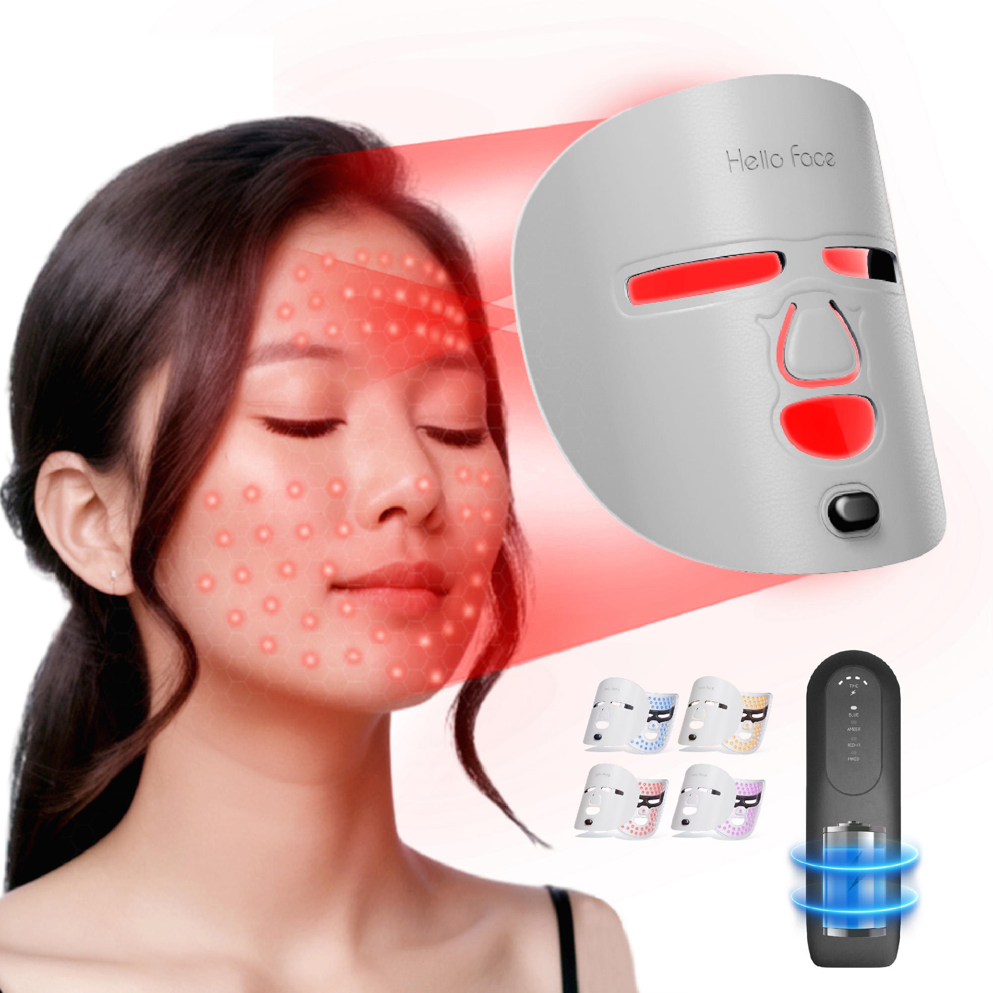 Leather LED Facial Face Mask Portable 4 Colors 460 605 630 850nm Red Light Photon Therapy Skin Care Face Mask
