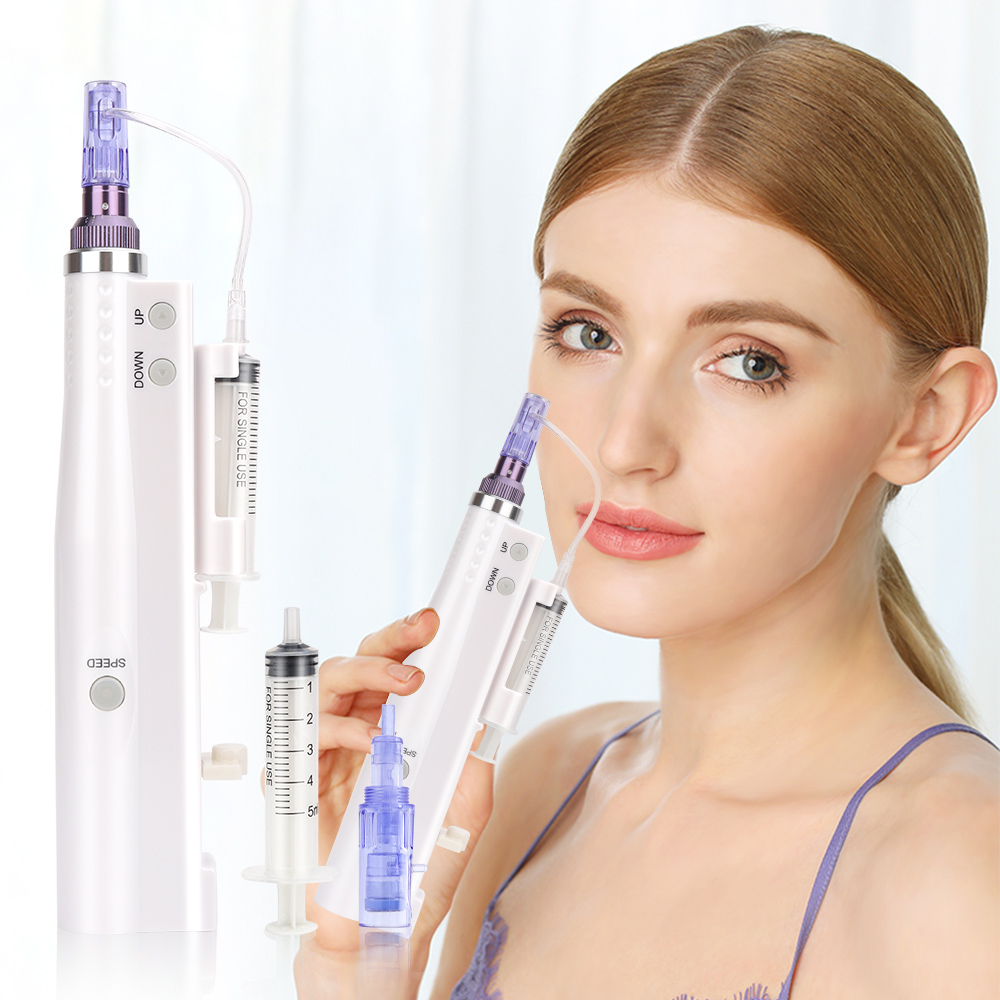 2 in 1 Mini Water Mesotherapy Injector Nano Derma Pen Electric Microneedle Pen for Skin Rejuvenation Beauty Machine