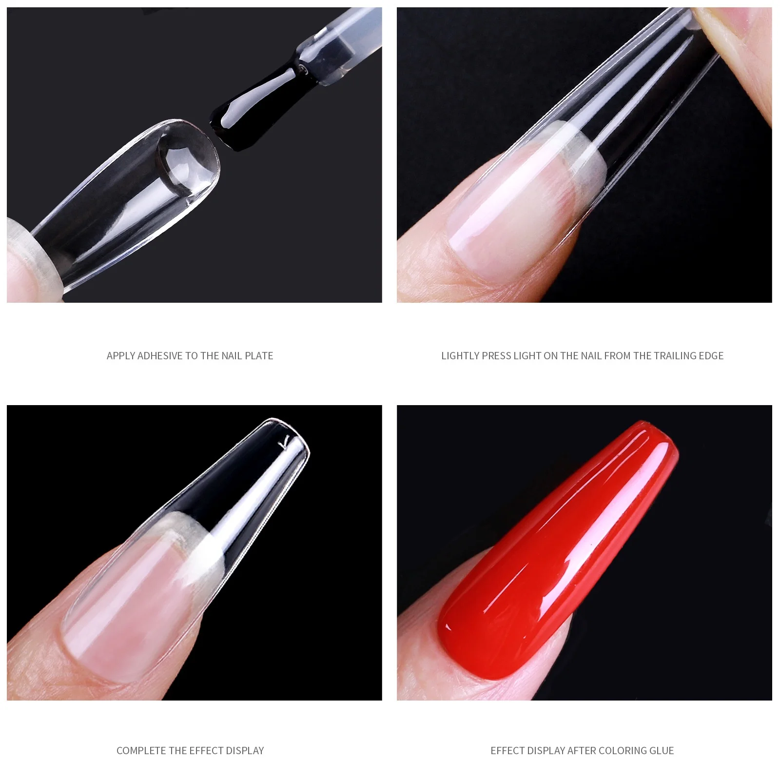 1 Box Clear Acrylic Long Fake Nails Capsules Almond French Coffin Full Half Cover False Nails Artificial Nail Soft Gel Tips