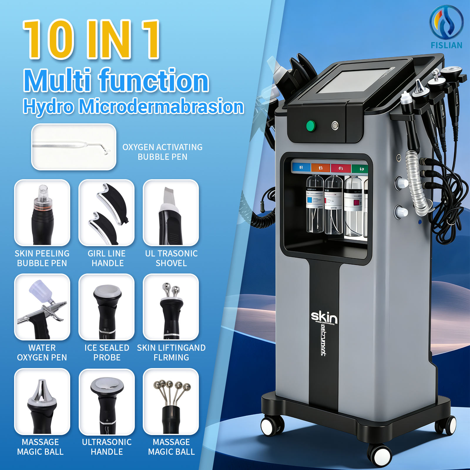 11 in 1 Hydro Dermabrasion Machine Water Jet Auqa Peeling Face Lift Blackhead Remove Beauty Salon Machine Exfoliating Deep Clean