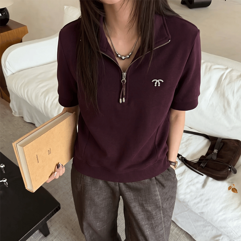 半拉鏈企領短袖