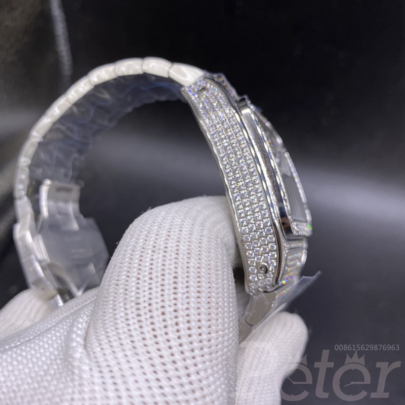 Cartier Santos silver Swarovski diamonds high grade automatic men size ...