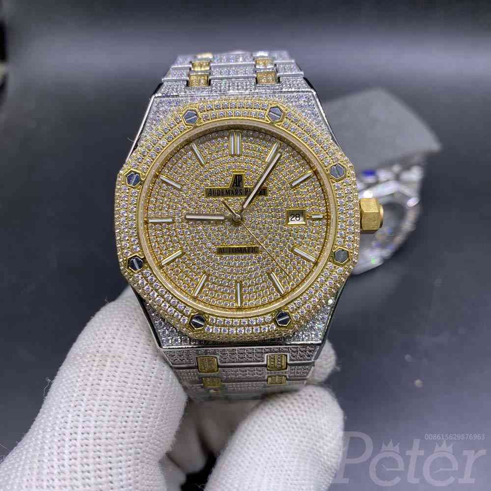 AP diamonds two tone yellow gold case shiny zircon stones dial AAA
