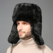 Real Rabbit Hair Lei Feng Hat Men's Winter Fur Hat Thickened Northeast Outdoor Warm Ear Protection Middle-aged and Elderly Cotton Hat