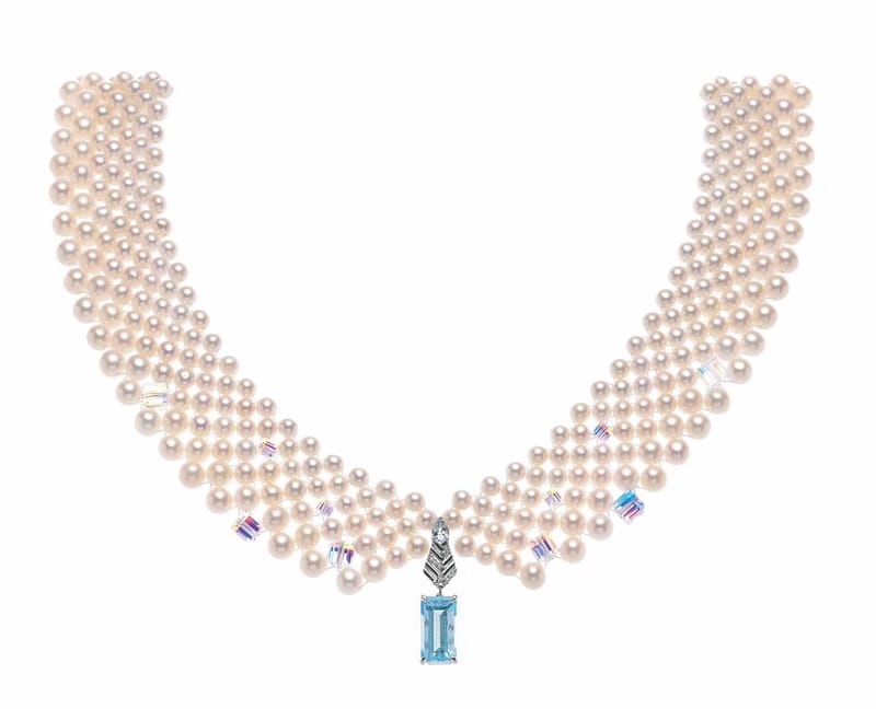 High-grade pearl Aquamarine necklace