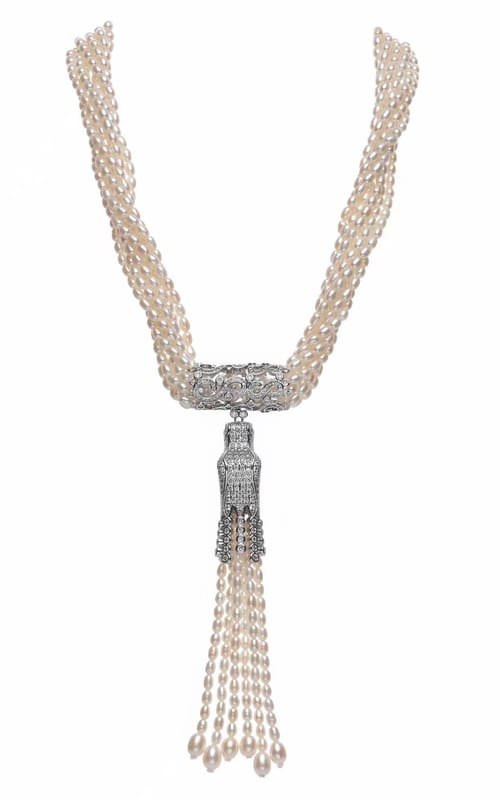 Diamond crocodile pearl necklace 