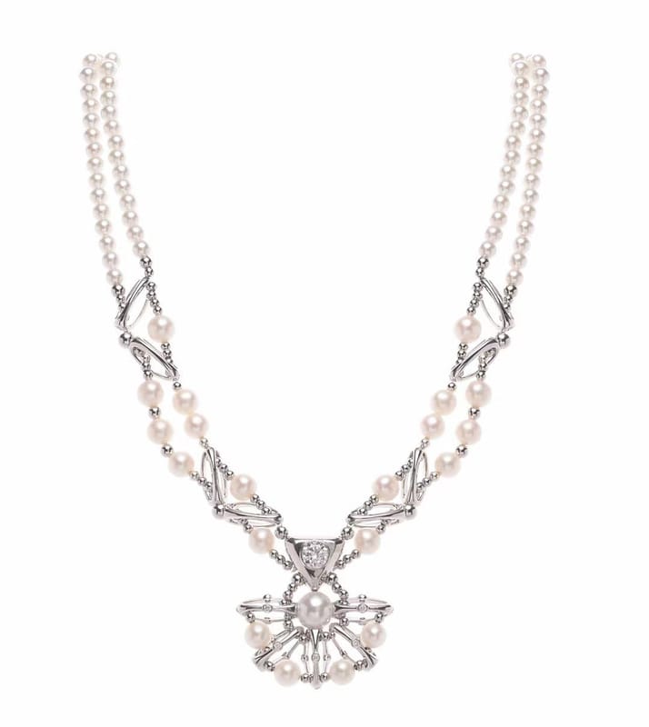 White gold diamond missile spaceship necklace