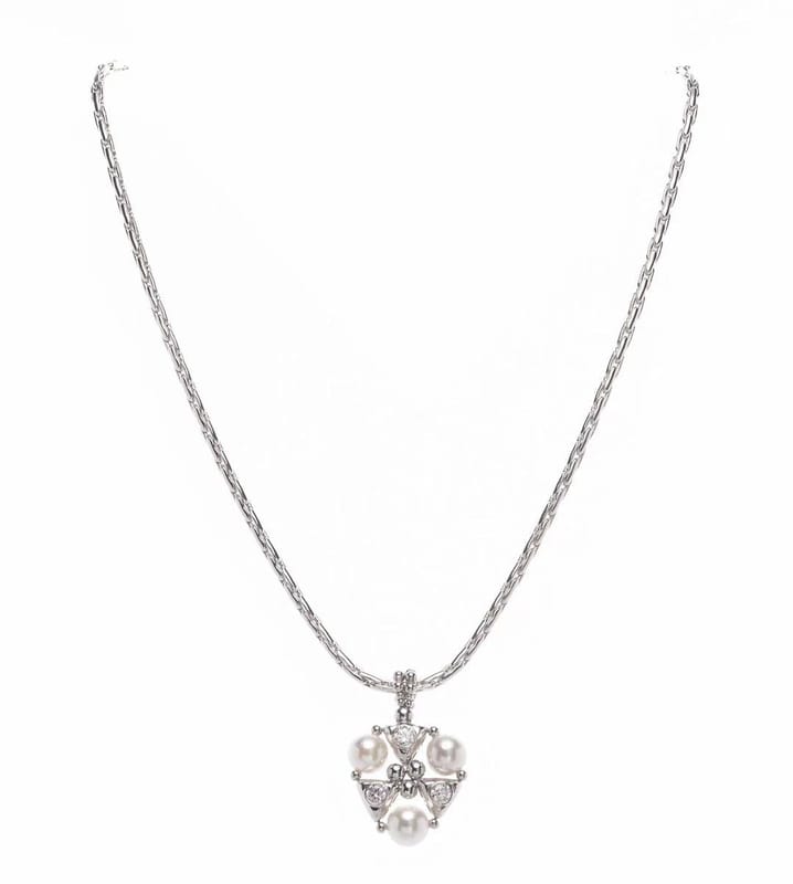 Platinum alien spaceship pearl pendant