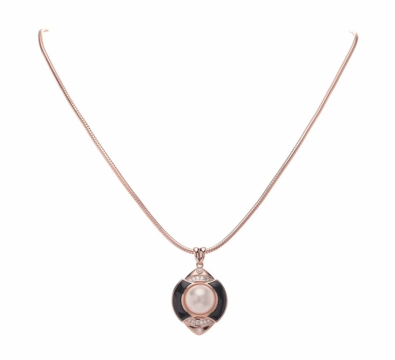 Golden diamond spaceship necklace