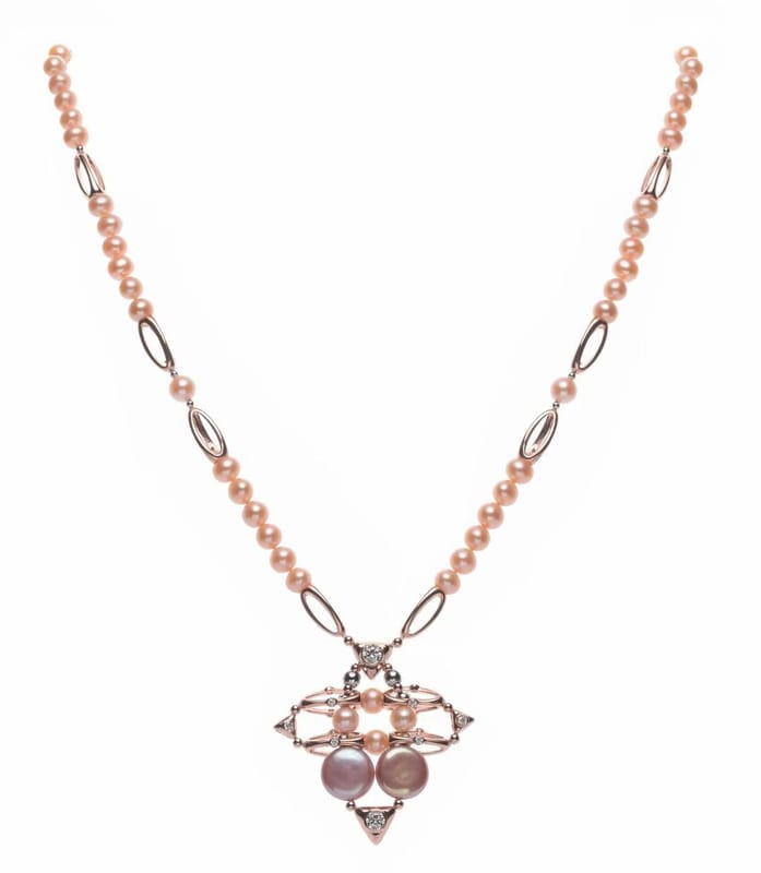Rose gold diamond missile alien pearl nacklace