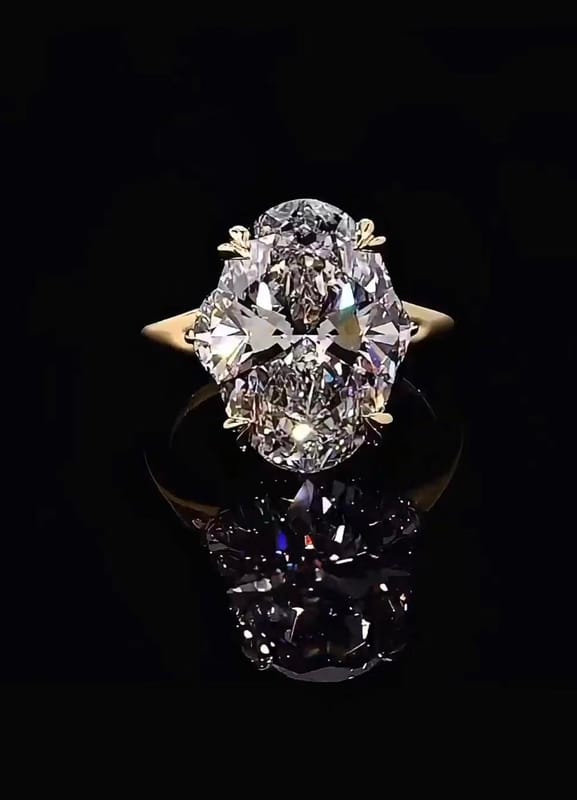 5-carat oval cut lab diamond platinum ring