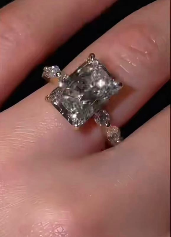 5-carat radiant cut lab diamond platinum ring 
