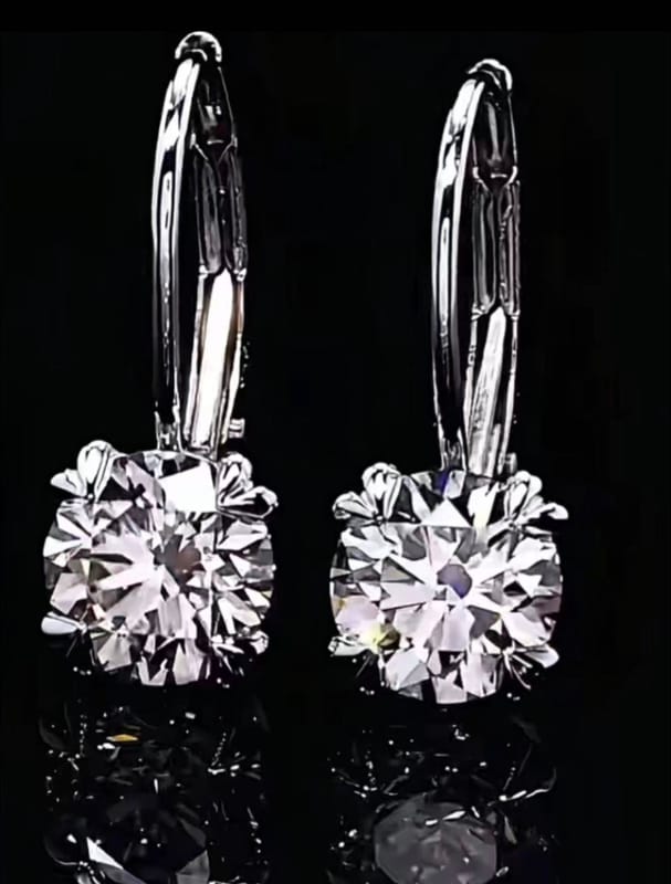 4-carat round cut lab diamond platinum earrings