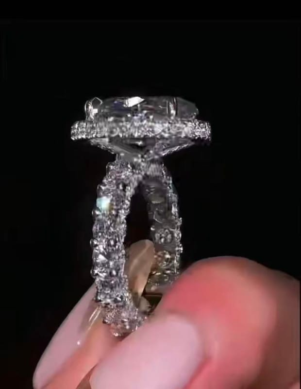 10-carat oval cut lab diamond platinum ring
