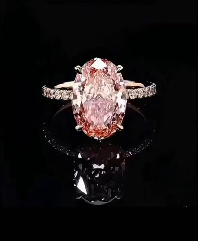 5-carat oval cut pink lab diamond platinum ring